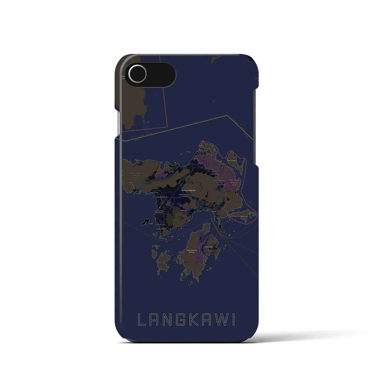 【ランカウイ(マレーシア)】地図柄iPhoneケース(バックカバータイプ)