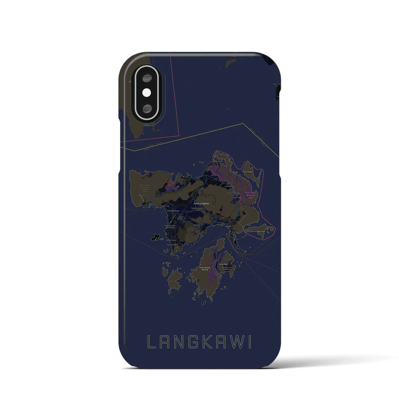 【ランカウイ(マレーシア)】地図柄iPhoneケース(バックカバータイプ)