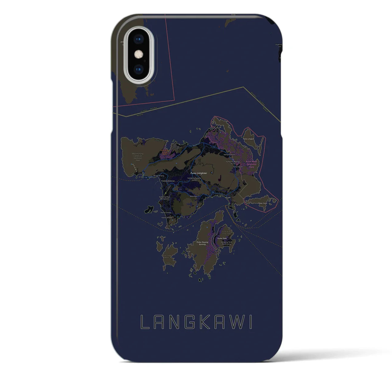 【ランカウイ(マレーシア)】地図柄iPhoneケース(バックカバータイプ)