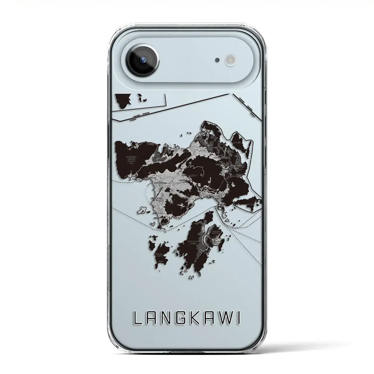 【ランカウイ(マレーシア)】地図柄iPhoneケース(クリアタイプ)モノトーン・iPhone 17 Pro Max 用