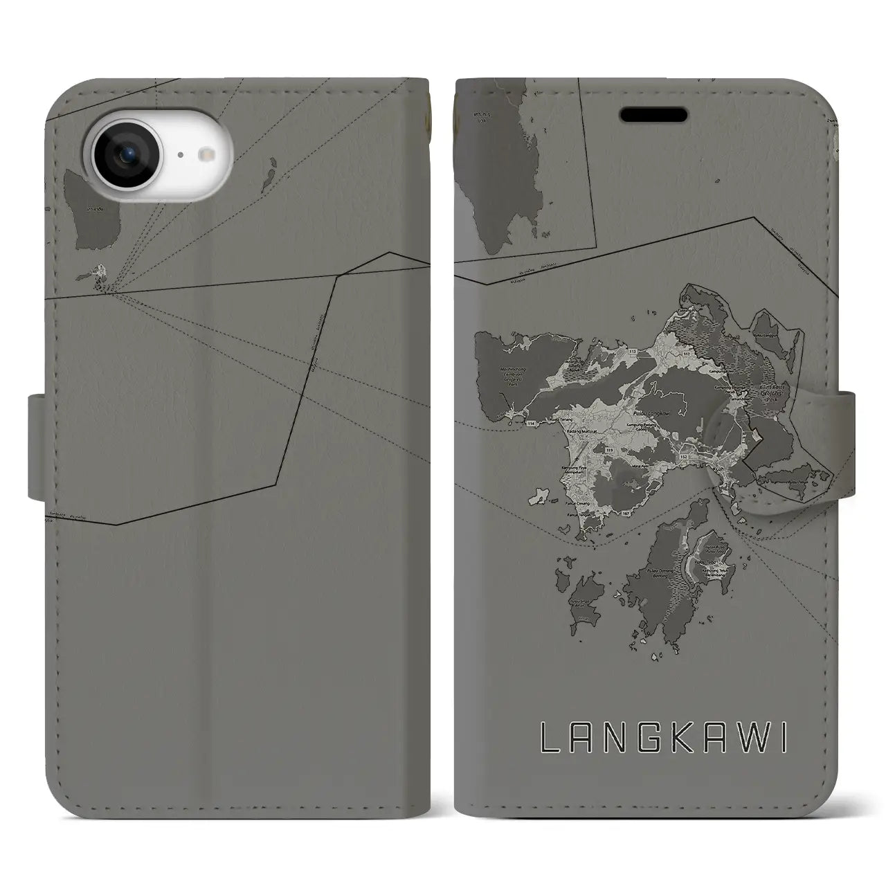 【ランカウイ(マレーシア)】地図柄iPhoneケース(手帳タイプ)