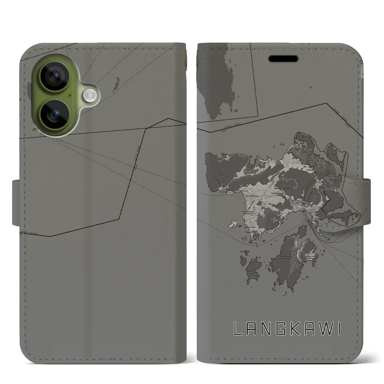 【ランカウイ(マレーシア)】地図柄iPhoneケース(手帳タイプ)