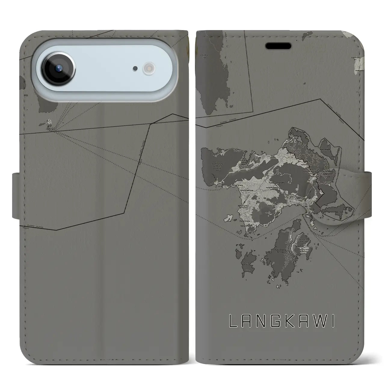 【ランカウイ(マレーシア)】地図柄iPhoneケース(手帳タイプ)