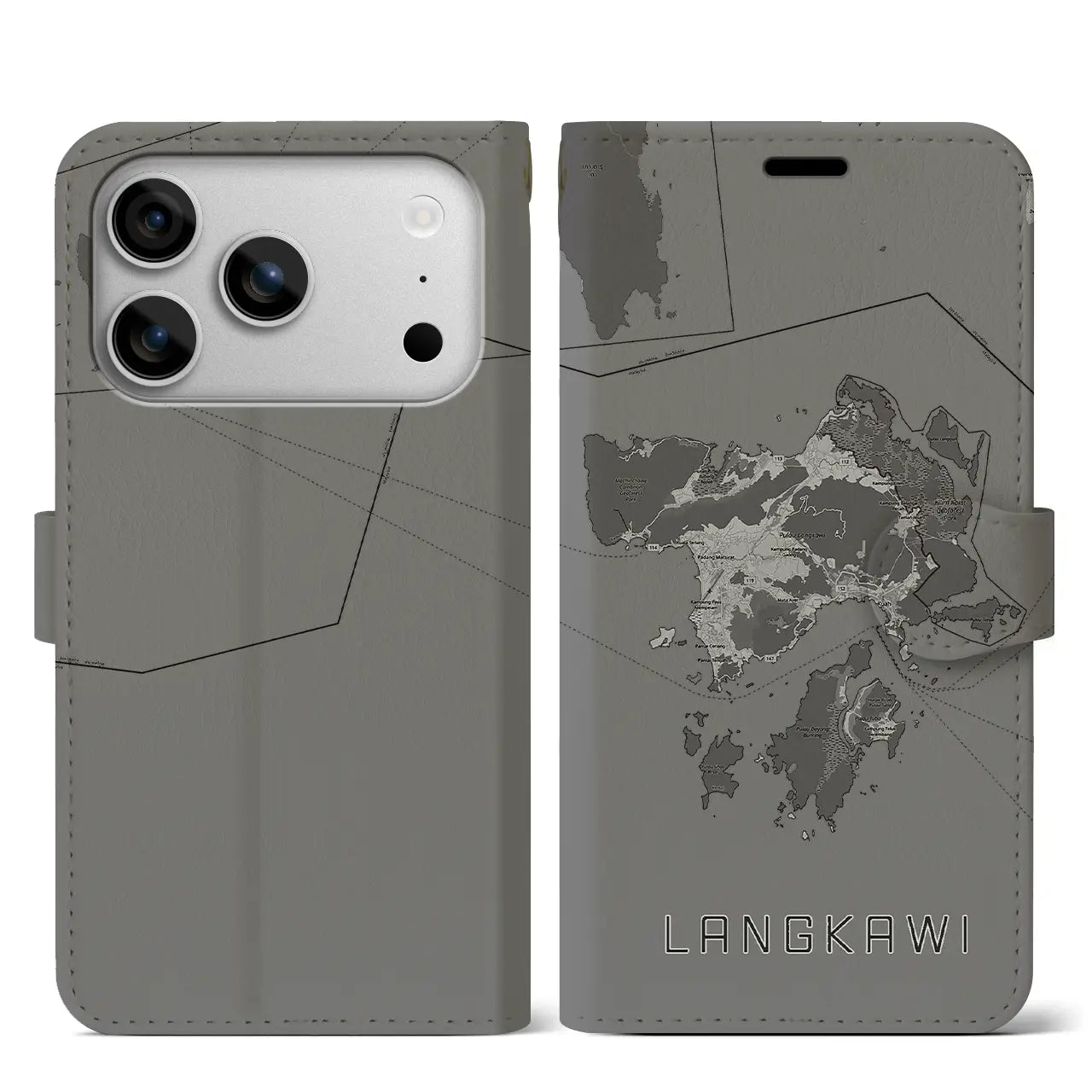 【ランカウイ(マレーシア)】地図柄iPhoneケース(手帳タイプ)