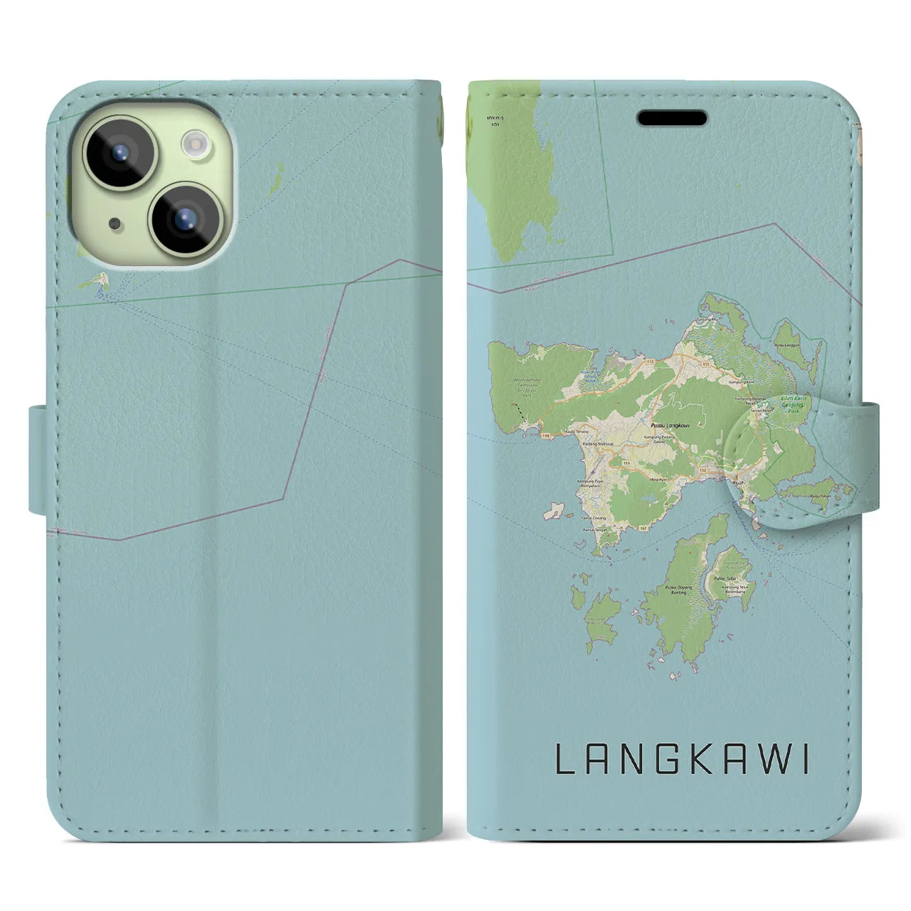 【ランカウイ(マレーシア)】地図柄iPhoneケース(手帳タイプ)