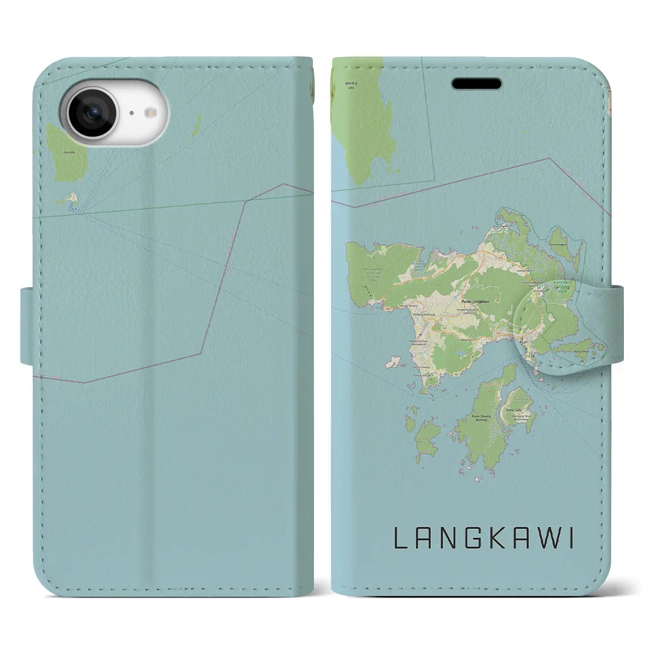 【ランカウイ(マレーシア)】地図柄iPhoneケース(手帳タイプ)