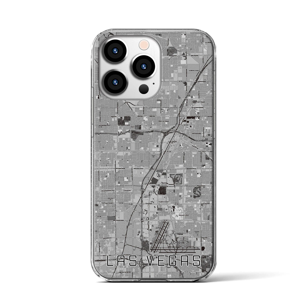 【ラスベガス(アメリカ)】地図柄iPhoneケース(クリアタイプ)