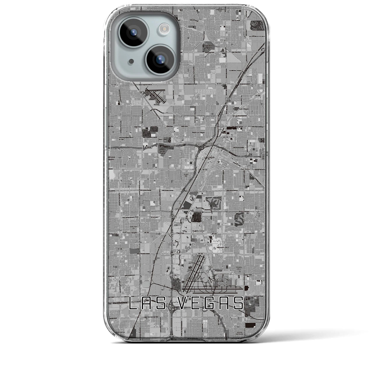 【ラスベガス(アメリカ)】地図柄iPhoneケース(クリアタイプ)