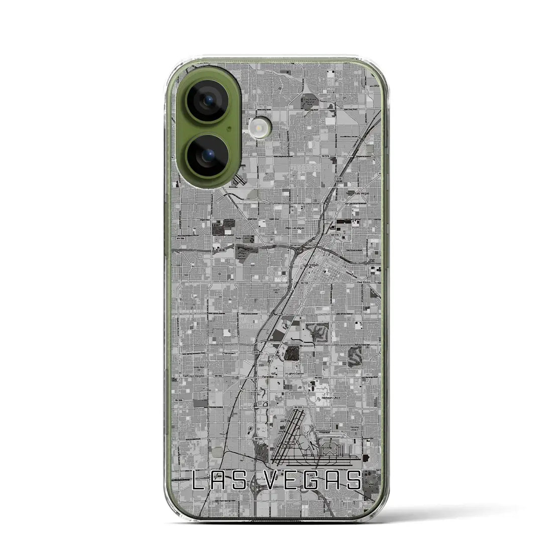 【ラスベガス(アメリカ)】地図柄iPhoneケース(クリアタイプ)モノトーン・iPhone 17 Pro Max 用