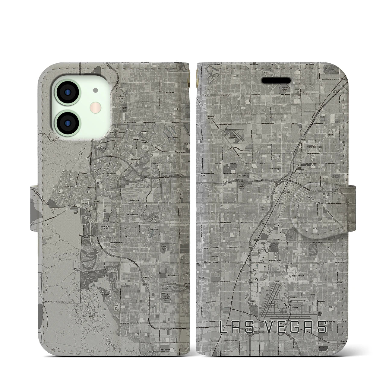 【ラスベガス(アメリカ)】地図柄iPhoneケース(手帳タイプ)