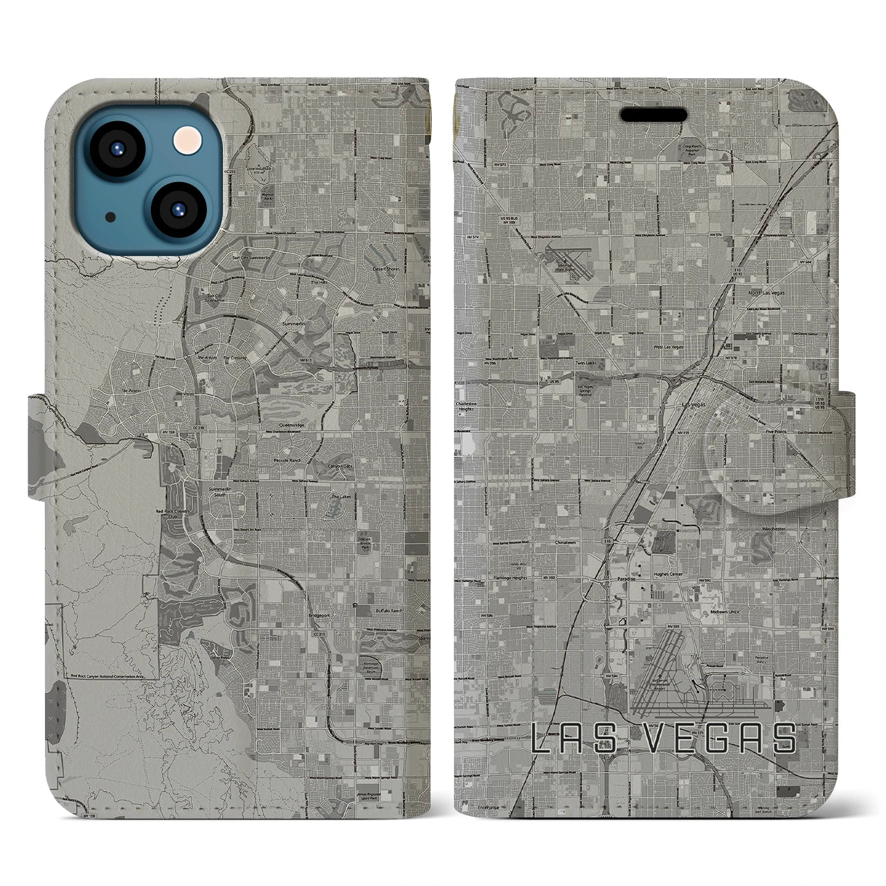 【ラスベガス(アメリカ)】地図柄iPhoneケース(手帳タイプ)