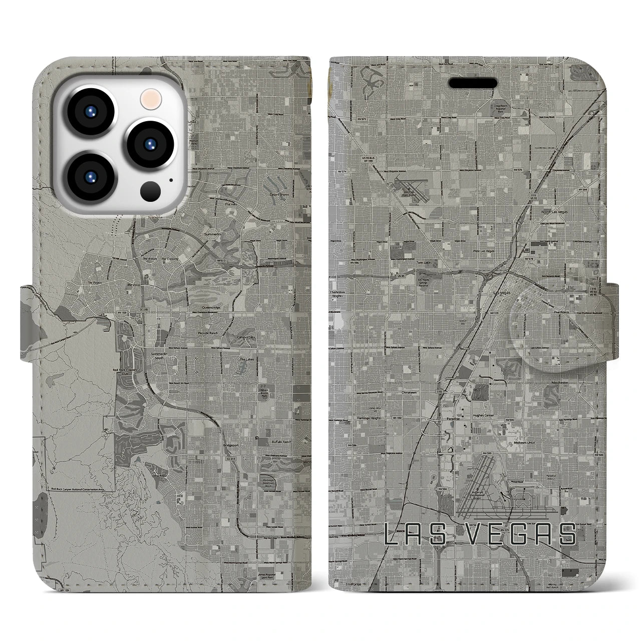 【ラスベガス(アメリカ)】地図柄iPhoneケース(手帳タイプ)