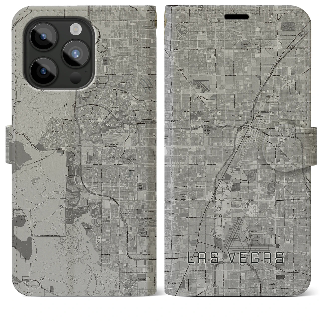 【ラスベガス(アメリカ)】地図柄iPhoneケース(手帳タイプ)