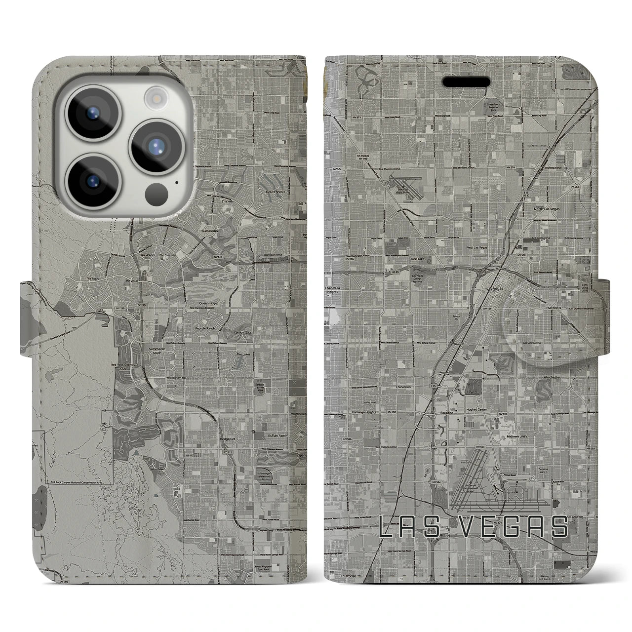 【ラスベガス(アメリカ)】地図柄iPhoneケース(手帳タイプ)