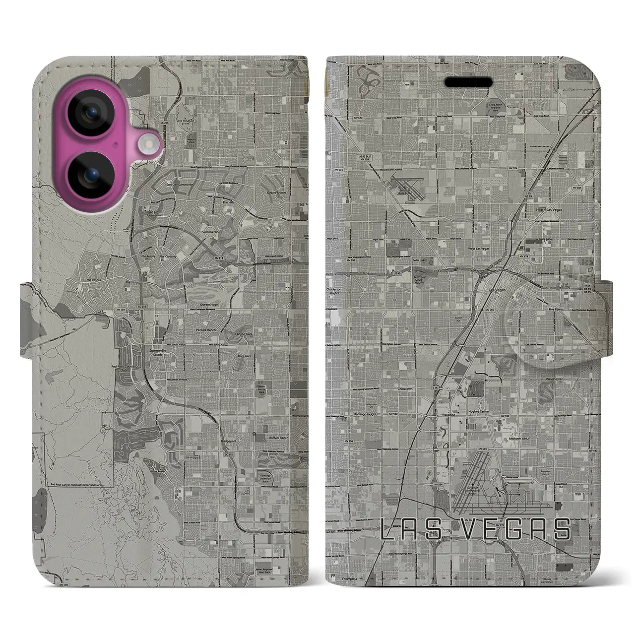 【ラスベガス(アメリカ)】地図柄iPhoneケース(手帳タイプ)