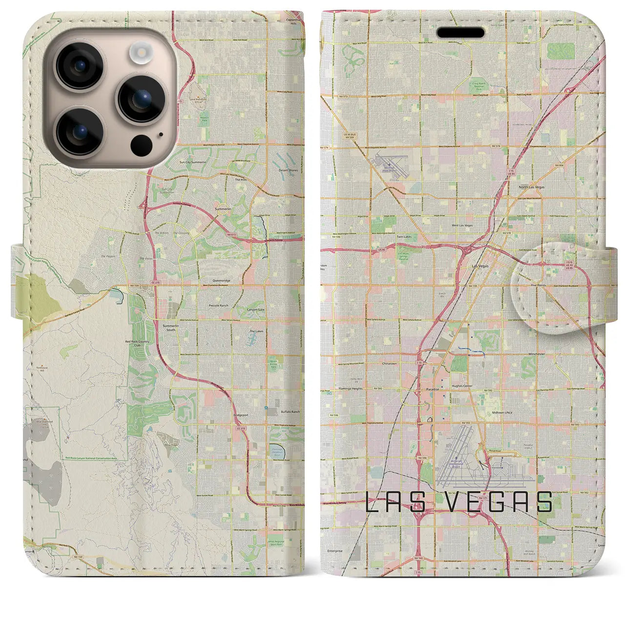 【ラスベガス(アメリカ)】地図柄iPhoneケース(手帳タイプ)