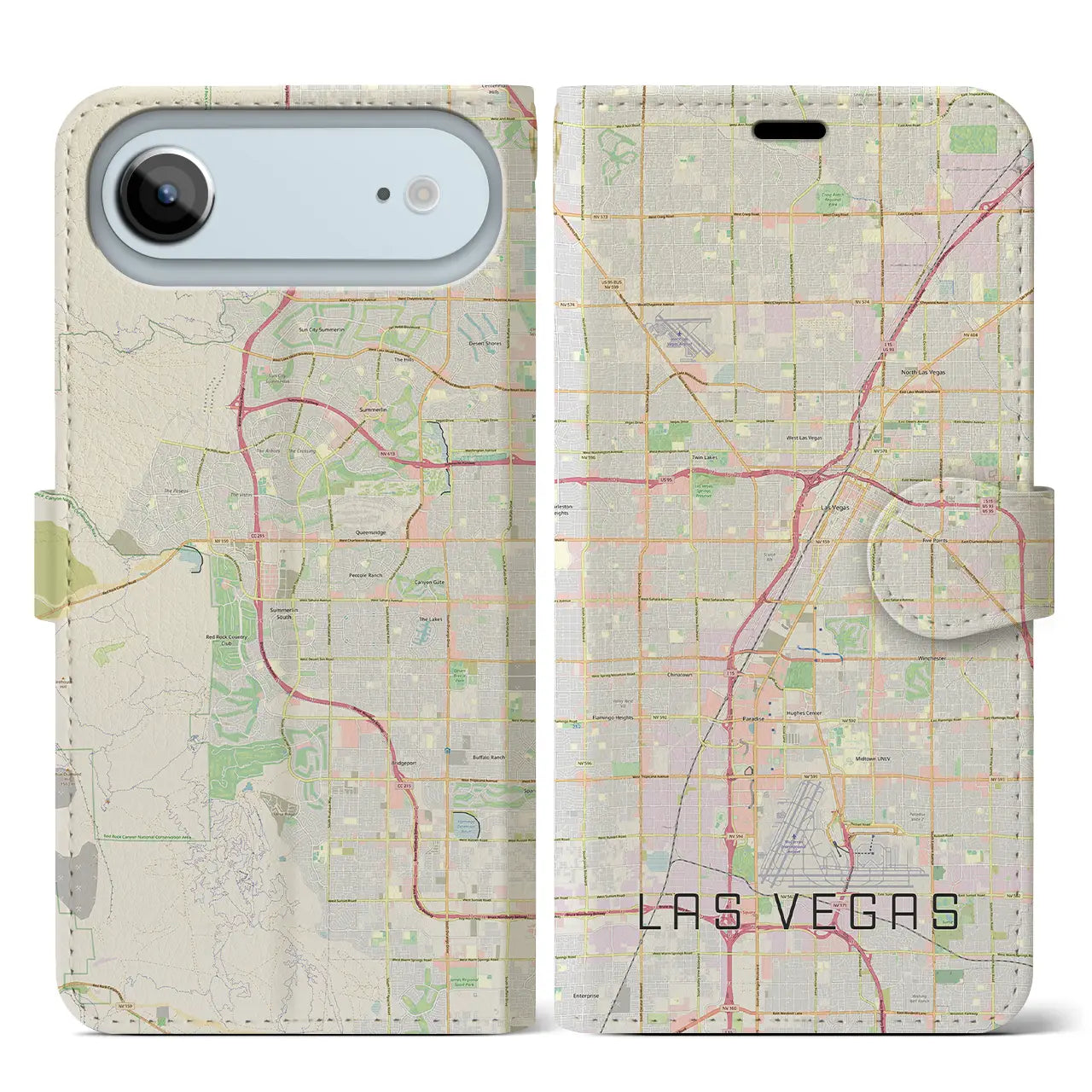【ラスベガス(アメリカ)】地図柄iPhoneケース(手帳タイプ)