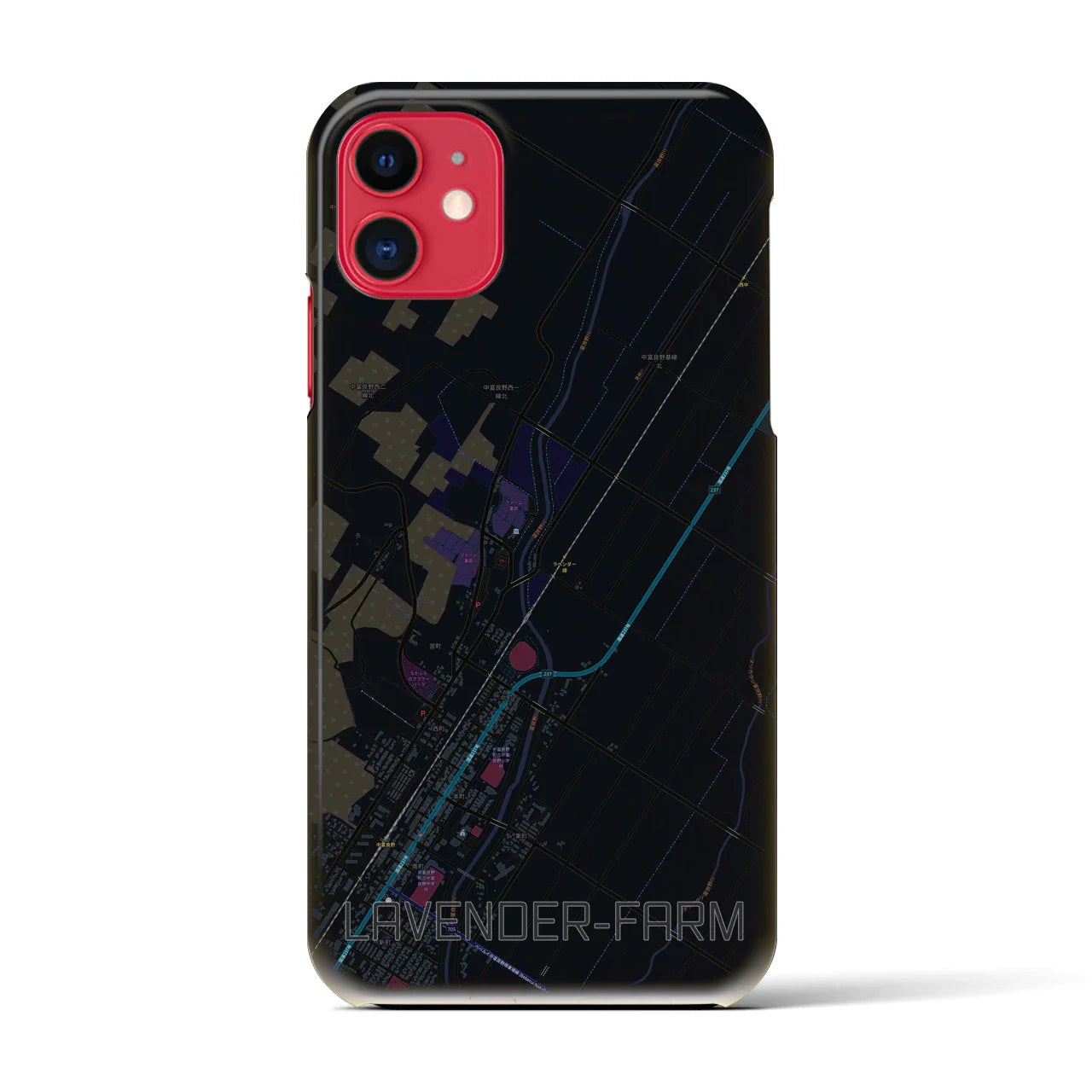 【ラベンダー畑(北海道)】地図柄iPhoneケース(バックカバータイプ)