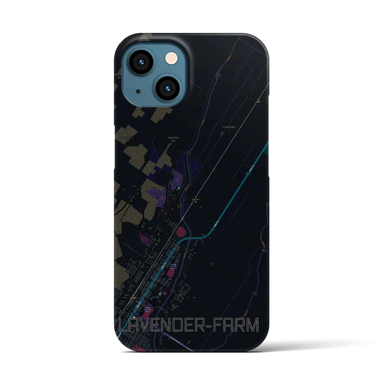 【ラベンダー畑(北海道)】地図柄iPhoneケース(バックカバータイプ)