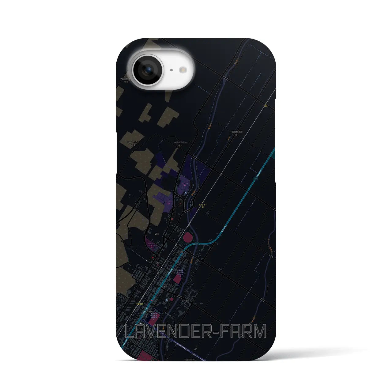 【ラベンダー畑(北海道)】地図柄iPhoneケース(バックカバータイプ)