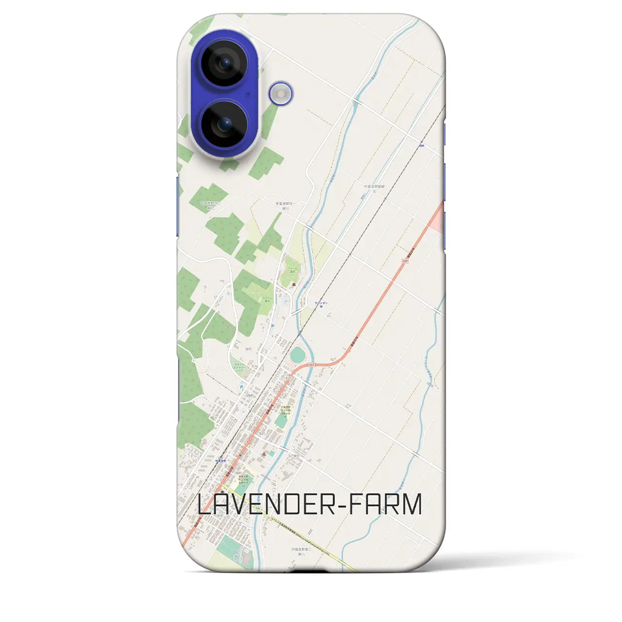 【ラベンダー畑(北海道)】地図柄iPhoneケース(バックカバータイプ)ナチュラル・iPhone 16 Pro Max 用