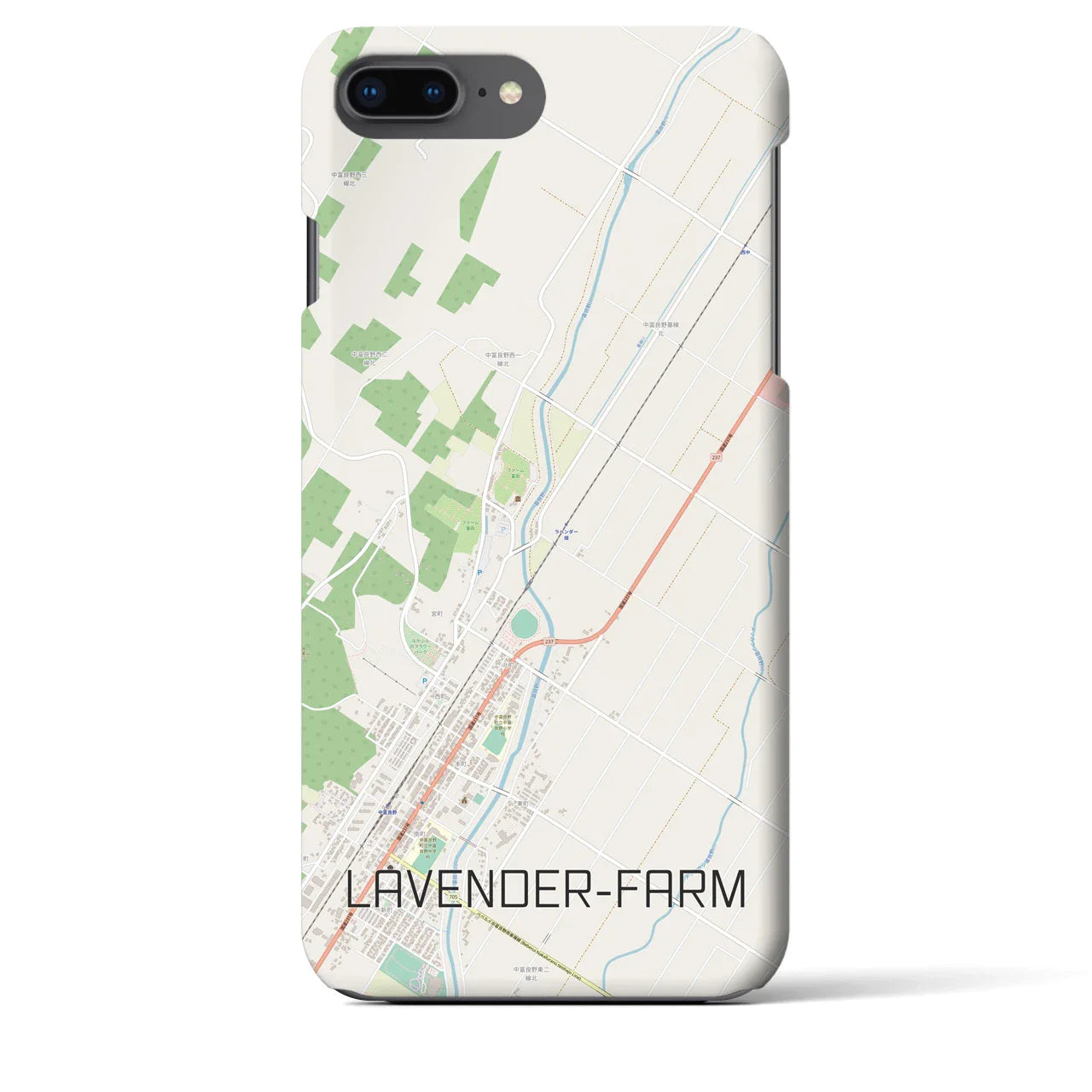 【ラベンダー畑(北海道)】地図柄iPhoneケース(バックカバータイプ)