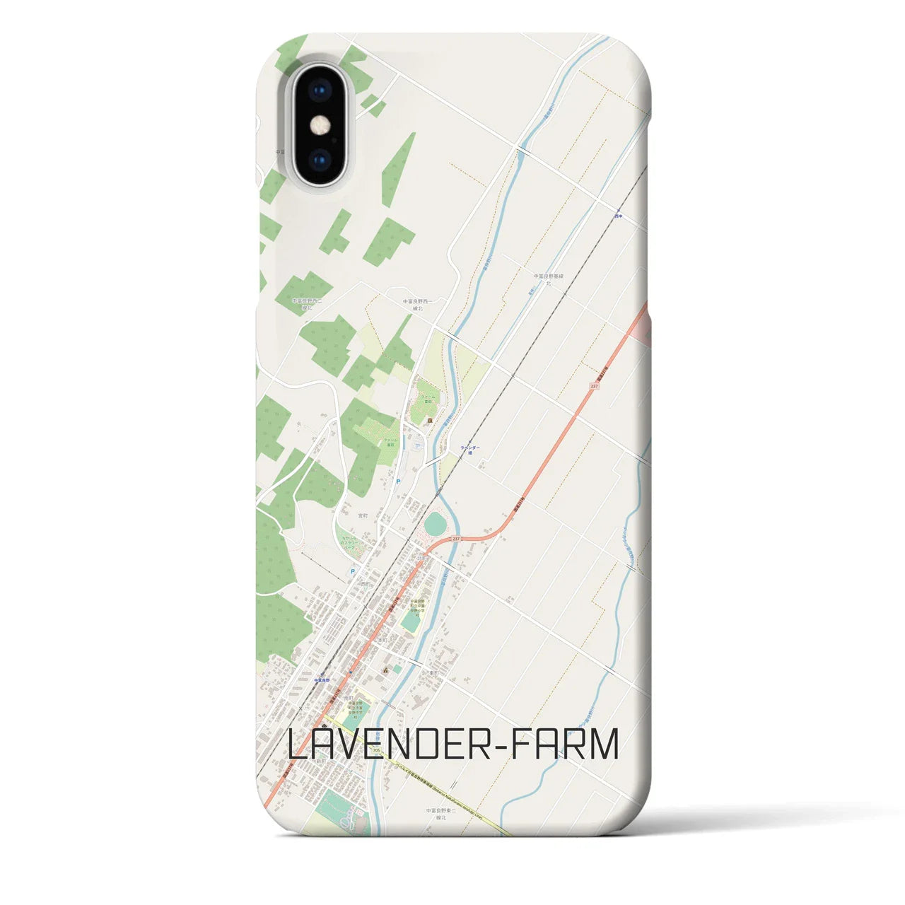 【ラベンダー畑(北海道)】地図柄iPhoneケース(バックカバータイプ)