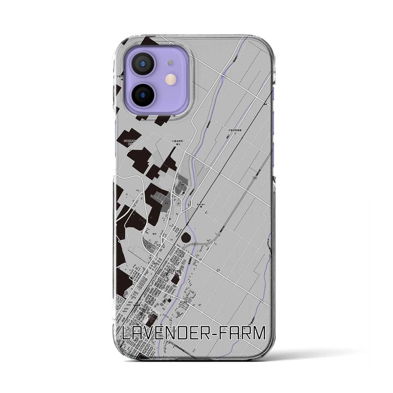 【ラベンダー畑(北海道)】地図柄iPhoneケース(クリアタイプ)