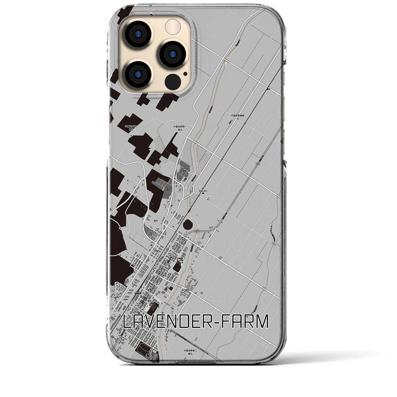 【ラベンダー畑(北海道)】地図柄iPhoneケース(クリアタイプ)