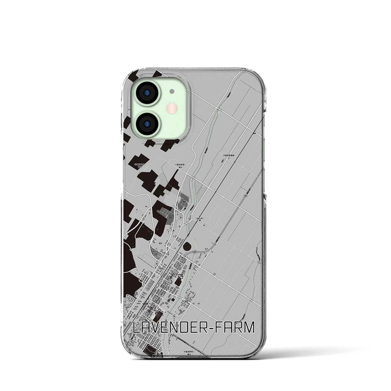 【ラベンダー畑(北海道)】地図柄iPhoneケース(クリアタイプ)