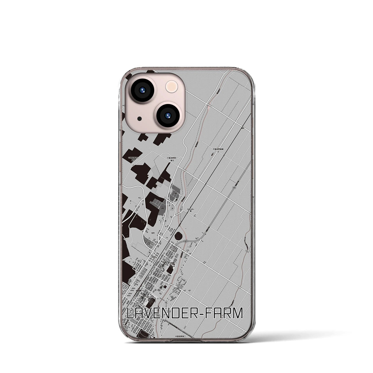 【ラベンダー畑(北海道)】地図柄iPhoneケース(クリアタイプ)