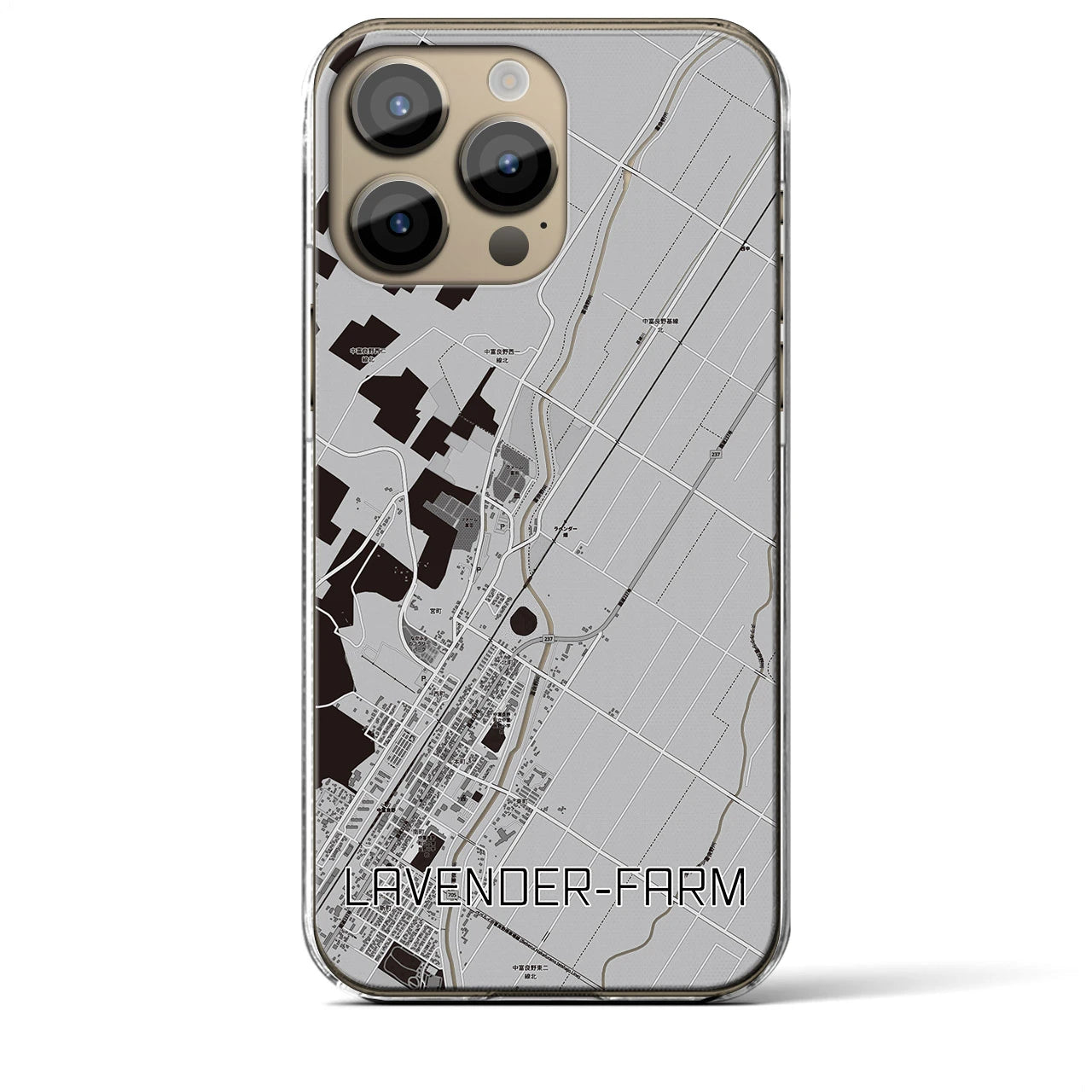 【ラベンダー畑(北海道)】地図柄iPhoneケース(クリアタイプ)