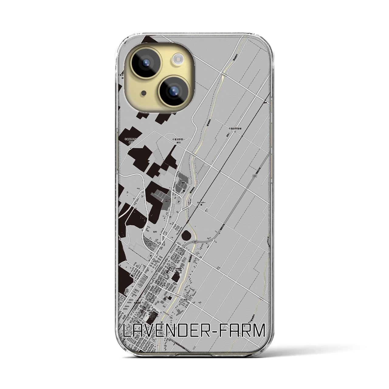 【ラベンダー畑(北海道)】地図柄iPhoneケース(クリアタイプ)