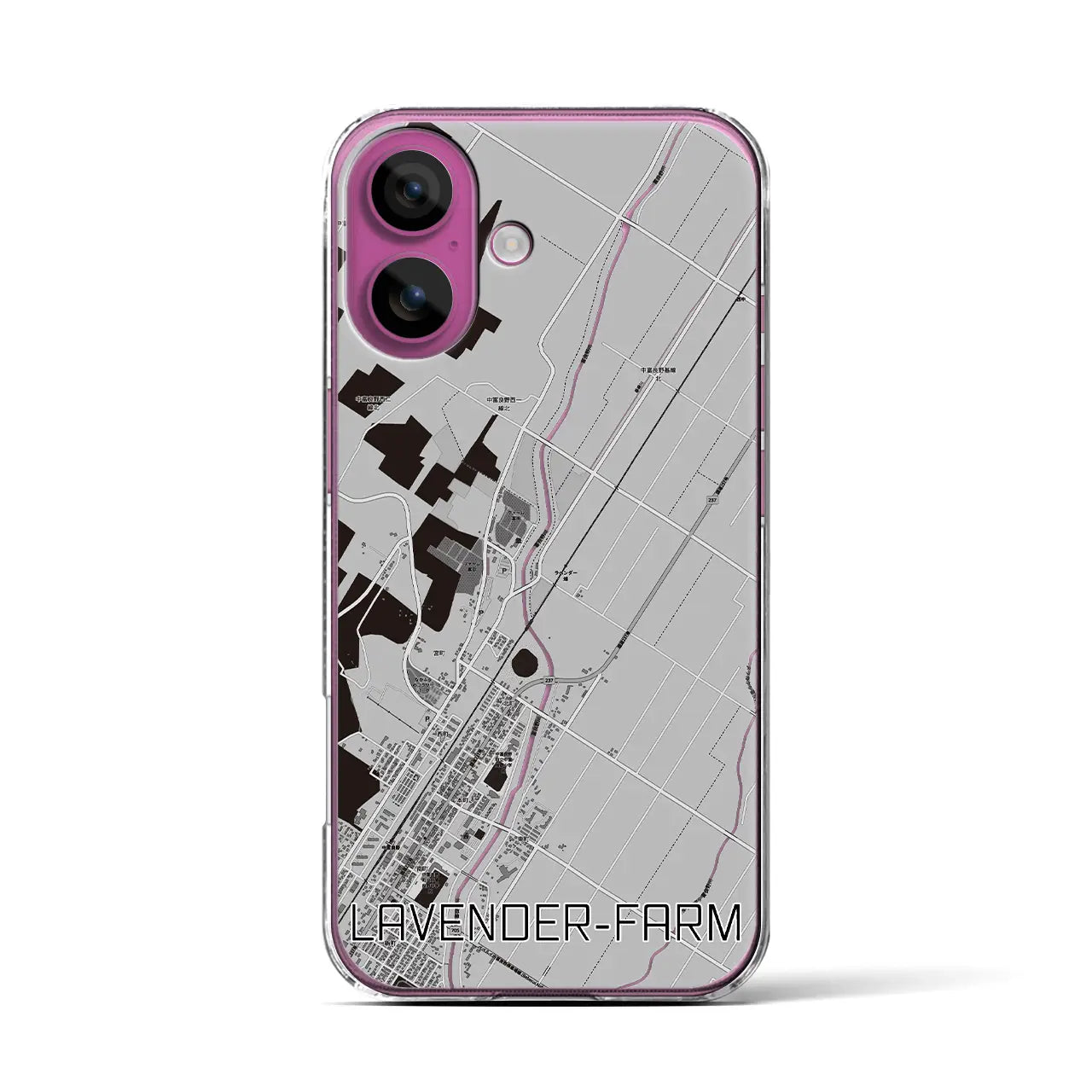 【ラベンダー畑(北海道)】地図柄iPhoneケース(クリアタイプ)