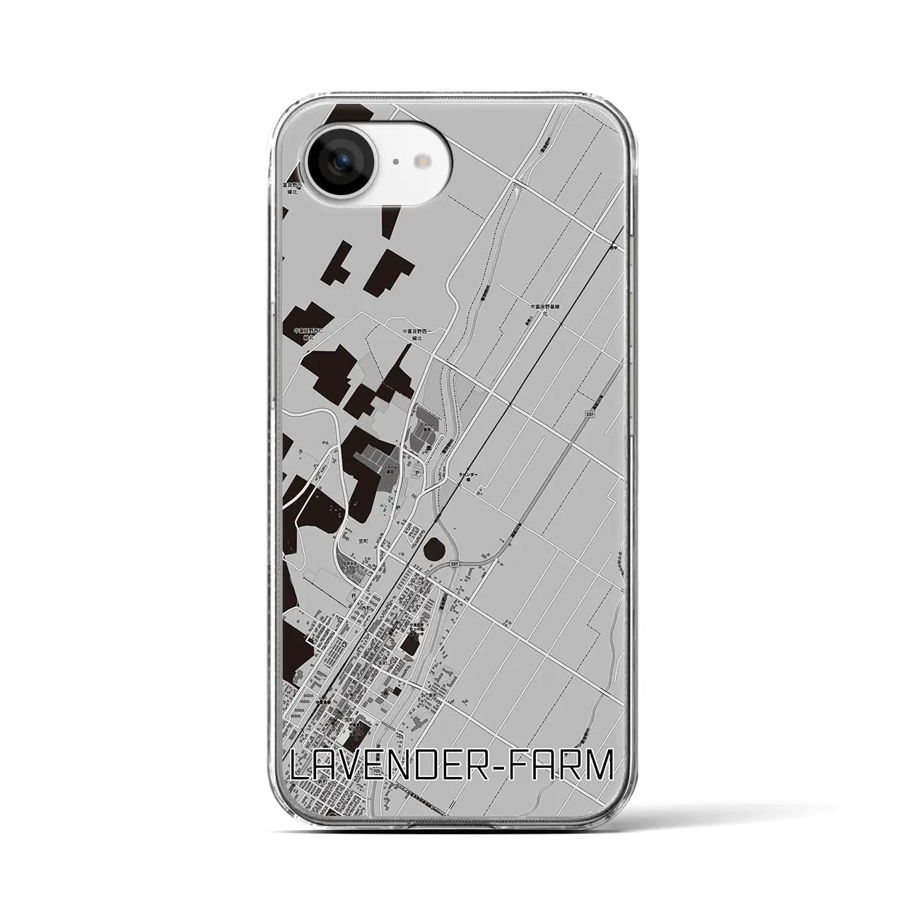 【ラベンダー畑(北海道)】地図柄iPhoneケース(クリアタイプ)