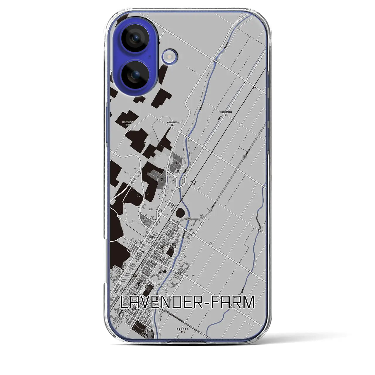 【ラベンダー畑(北海道)】地図柄iPhoneケース(クリアタイプ)