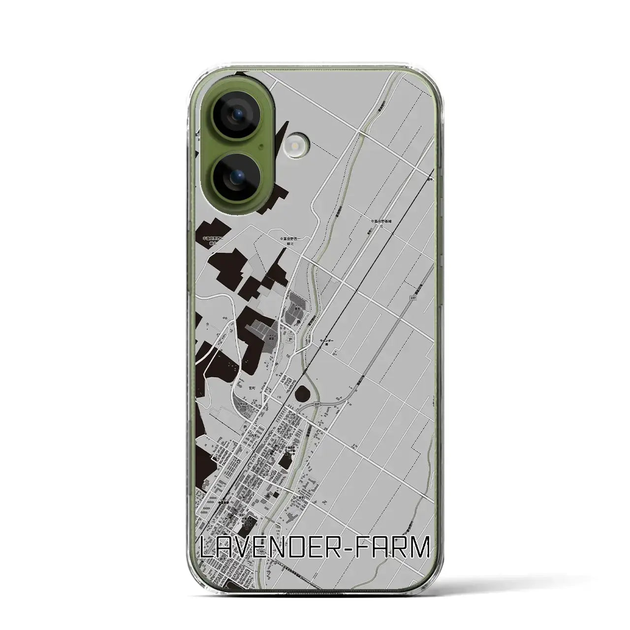 【ラベンダー畑(北海道)】地図柄iPhoneケース(クリアタイプ)