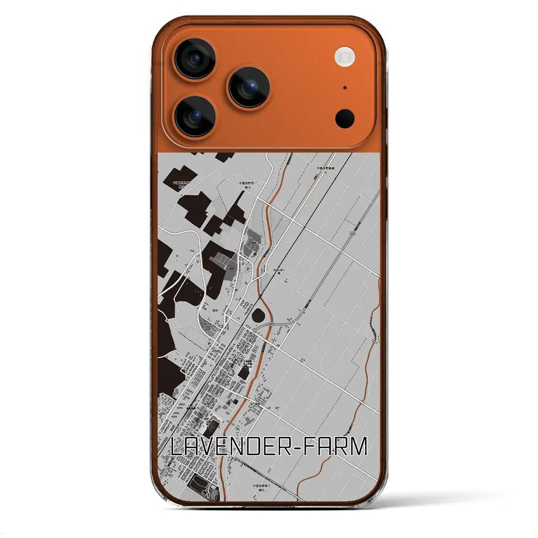 【ラベンダー畑(北海道)】地図柄iPhoneケース(クリアタイプ)