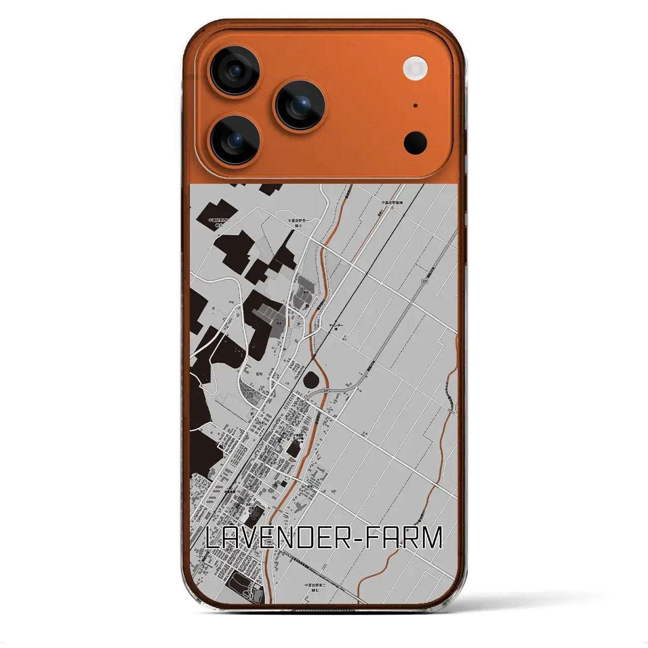 【ラベンダー畑(北海道)】地図柄iPhoneケース(クリアタイプ)