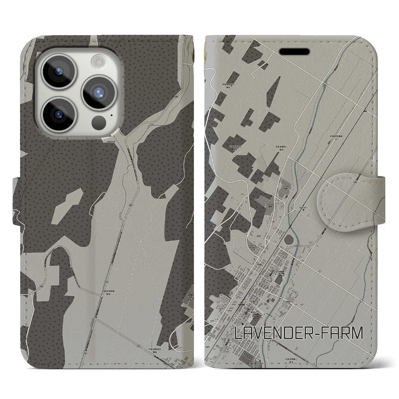 【ラベンダー畑(北海道)】地図柄iPhoneケース(手帳タイプ)