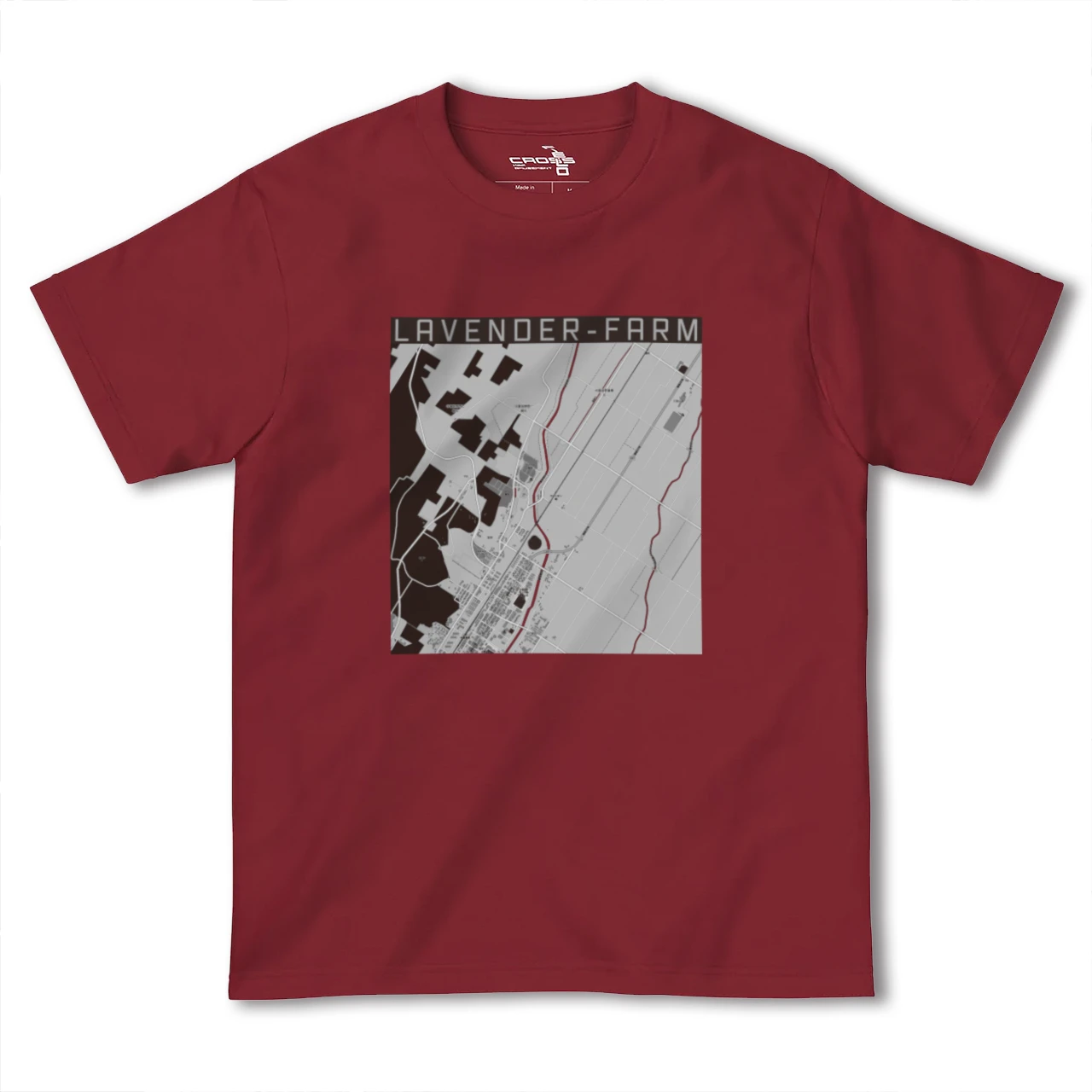 【ラベンダー畑(北海道)】地図柄ヘビーウェイトTシャツ