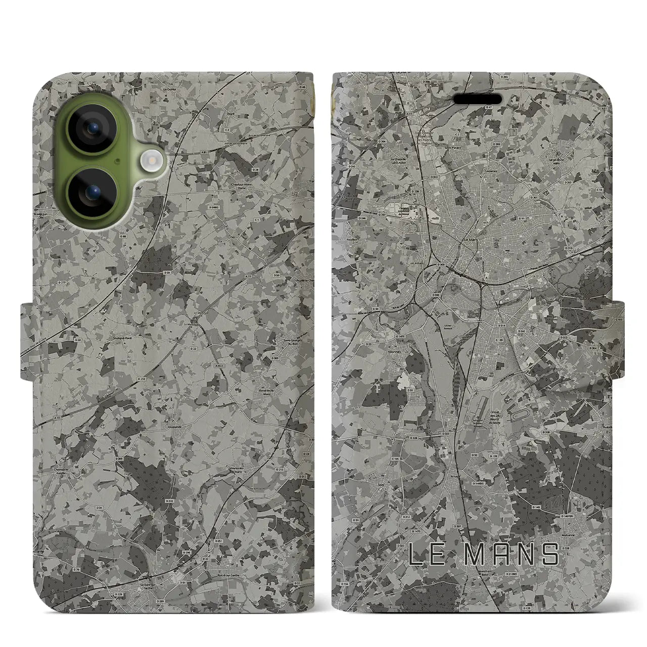 【ル・マン(フランス)】地図柄iPhoneケース(手帳タイプ)