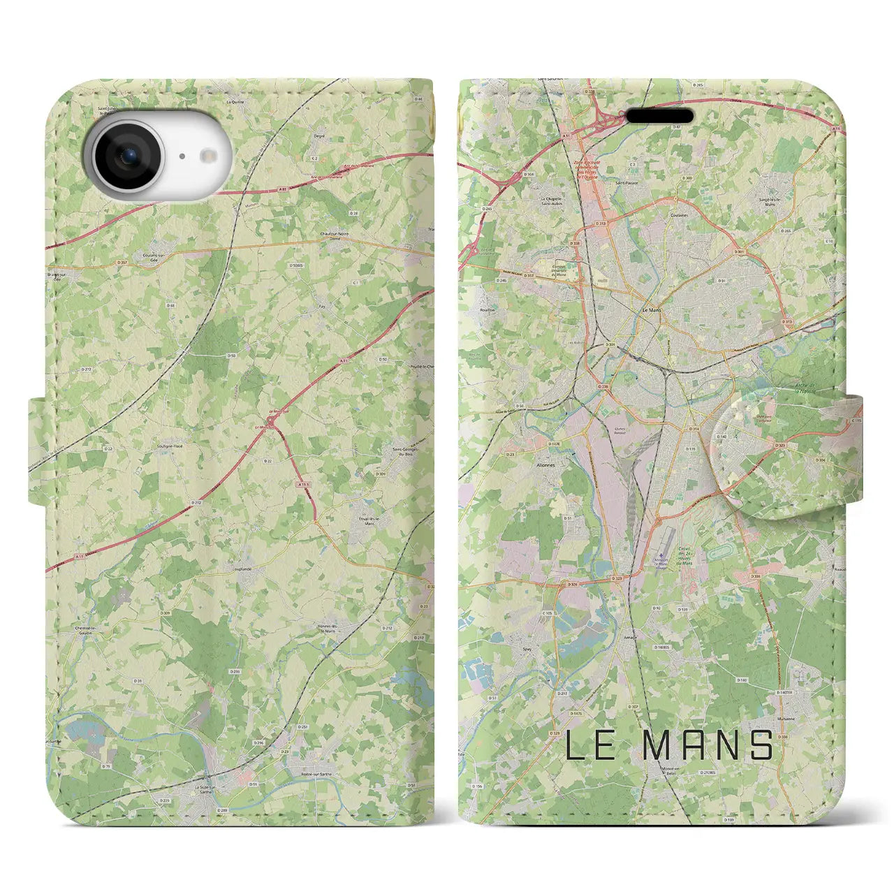 【ル・マン(フランス)】地図柄iPhoneケース(手帳タイプ)