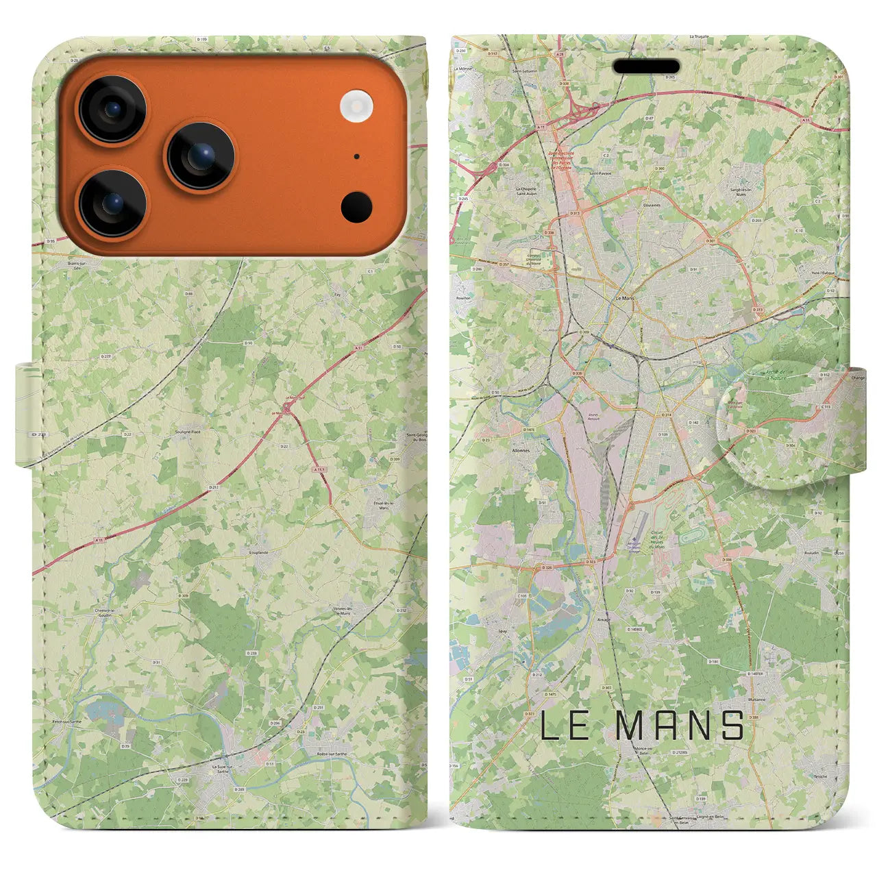 【ル・マン(フランス)】地図柄iPhoneケース(手帳タイプ)