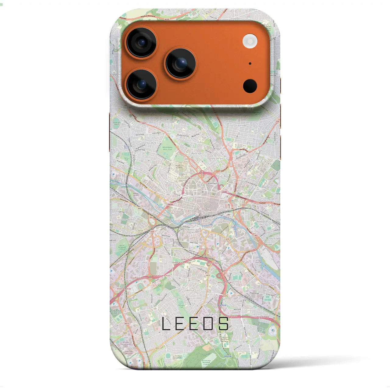 【リーズ(イギリス)】地図柄iPhoneケース(バックカバータイプ)ブラック・iPhone 17 Pro Max 用