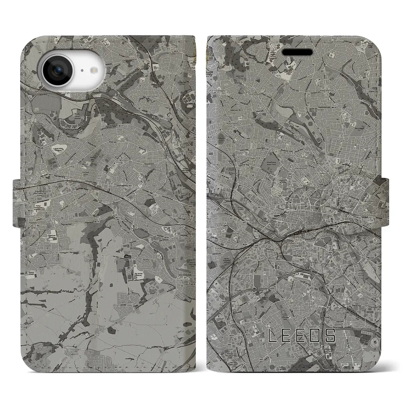 【リーズ(イギリス)】地図柄iPhoneケース(手帳タイプ)