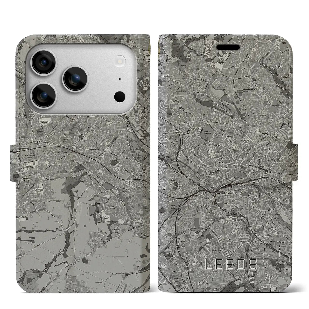 【リーズ(イギリス)】地図柄iPhoneケース(手帳タイプ)