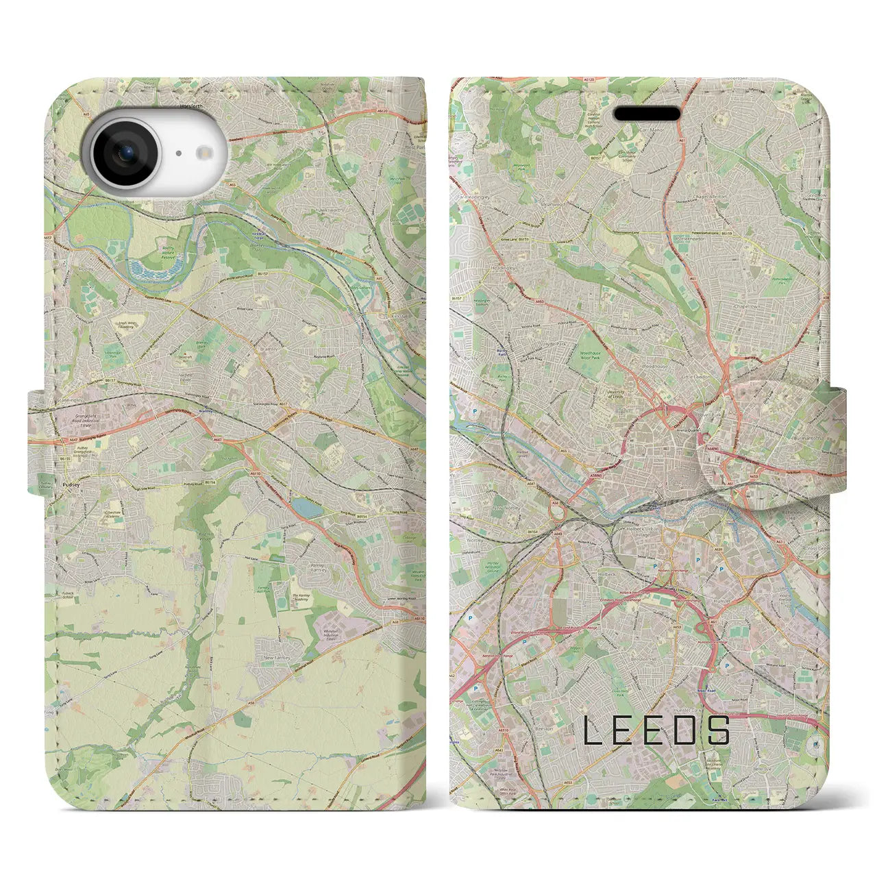 【リーズ(イギリス)】地図柄iPhoneケース(手帳タイプ)