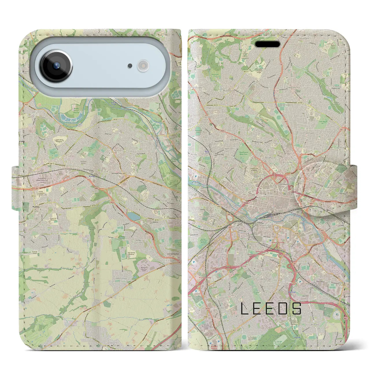 【リーズ(イギリス)】地図柄iPhoneケース(手帳タイプ)