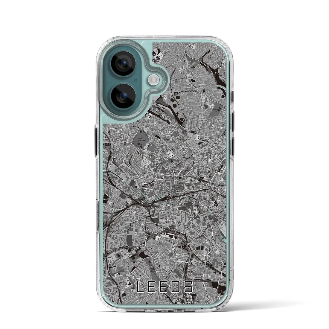 【リーズ(イギリス)】地図柄iPhoneケース(MagSafeタイプ)モノトーン・iPhone 16 Pro 用